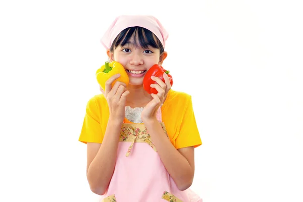 Smiling girl wiht vegetables — Stock Photo, Image