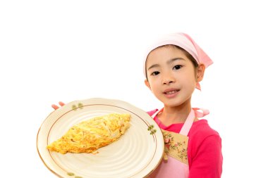 yemek ile gülümseyen Asyalı kız