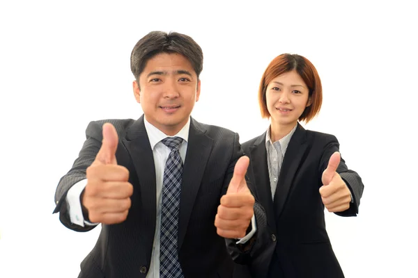 Hombre de negocios sonriente y mujer de negocios — Foto de Stock