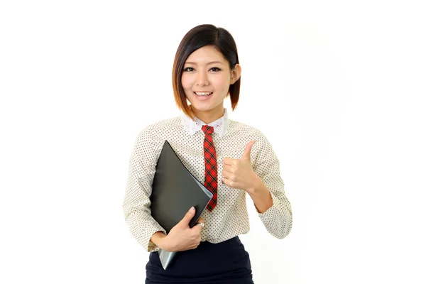 Vrouw genieten van bedrijfssucces — Stockfoto