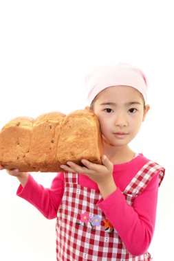 bir ekmek tutan kız