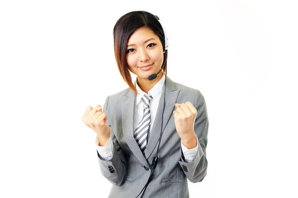 Operador de servicio al cliente sonriente — Foto de Stock