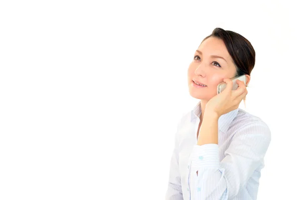 Mobile phone and woman. — Stock Photo, Image