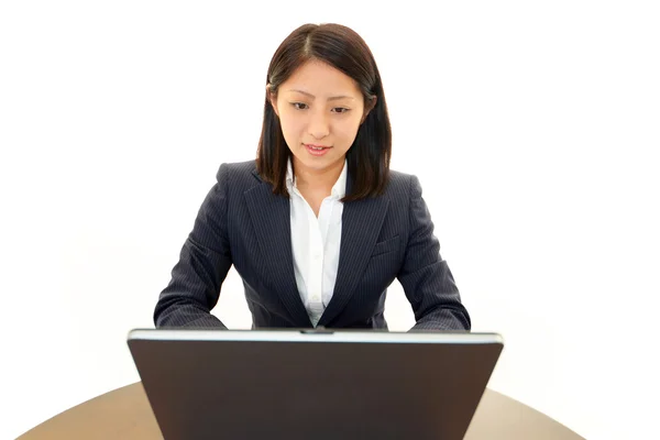 Business woman with laptop — Stock Photo, Image