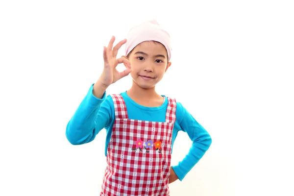 A girl wearing an Apron — Stock Photo, Image