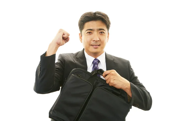 The male office worker who poses happily — Stock Photo, Image