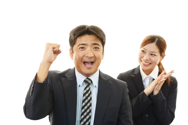 Hombre de negocios sonriente y mujer de negocios — Foto de Stock