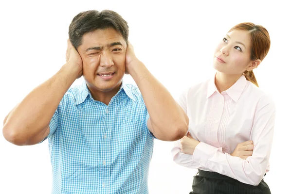 Stressed woman and man — Stock Photo, Image