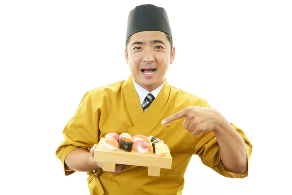 Porträt eines Sushi-Kochs — Stockfoto