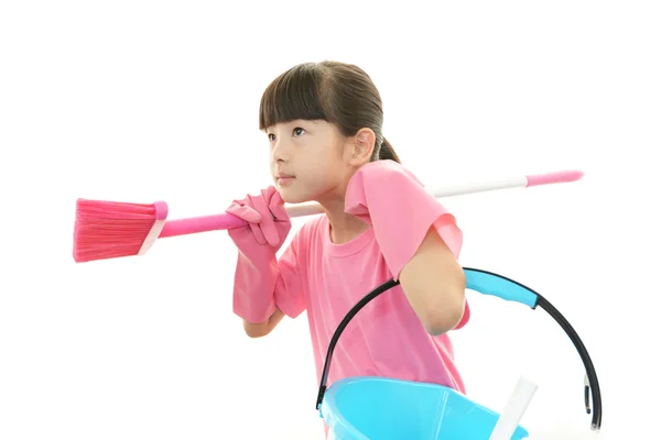 Menina com uma limpeza — Fotografia de Stock