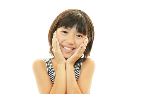 Felice ragazza asiatica sorriso sul suo viso — Foto Stock