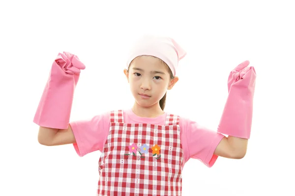 A girl wearing apron — Stock Photo, Image