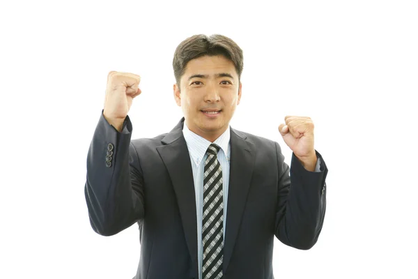 The male office worker who poses happily — Stock Photo, Image