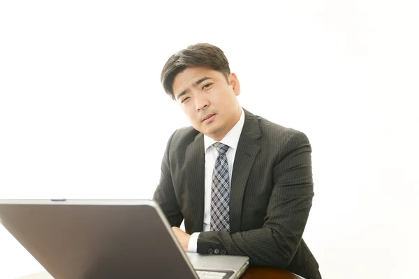Depressief Aziatische zakenman. — Stockfoto