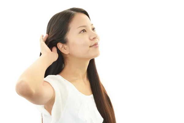 Giovane donna con bei capelli — Foto Stock