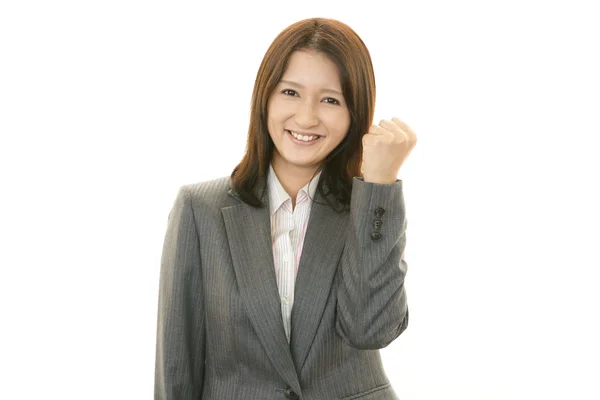 The female office worker who poses happily — Stock Photo, Image