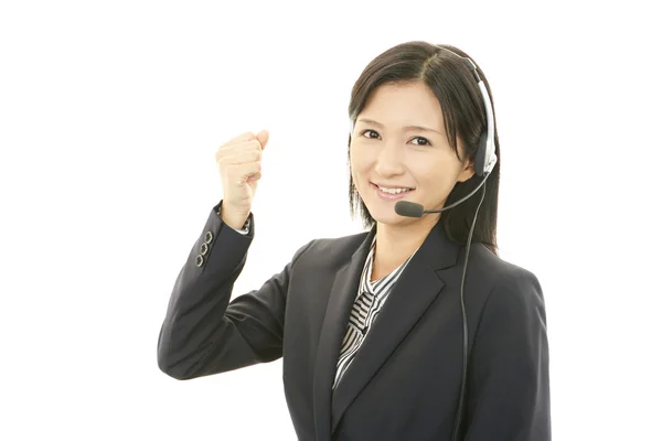 Smiling call center operator — Stock Photo, Image