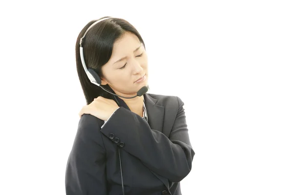 Cansado operador de call center — Fotografia de Stock