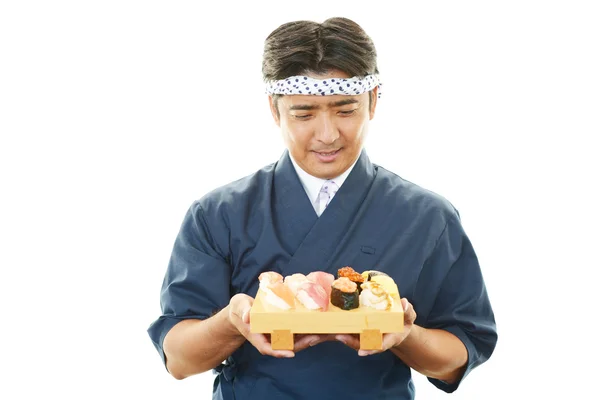Portret van een sushi chef-kok — Stockfoto