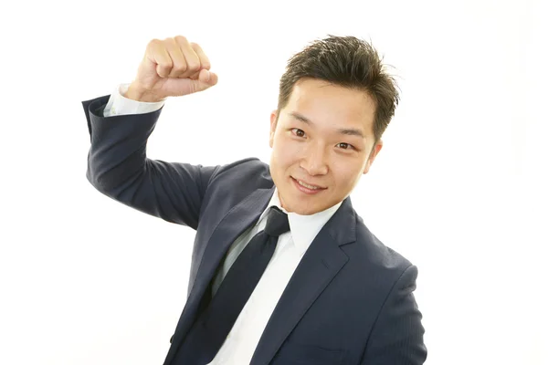 The male office worker who poses happily — Stock Photo, Image