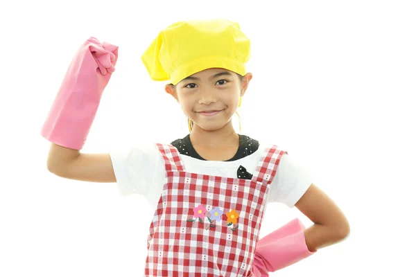 A girl wearing apron — Stock Photo, Image