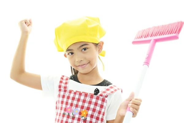 Girl with a cleaning — Stok fotoğraf