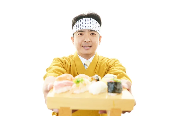 Portrett av sushikokk – stockfoto