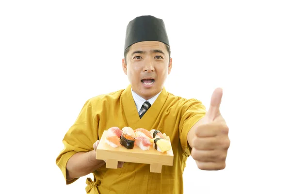 Portret van een sushi chef-kok — Stockfoto