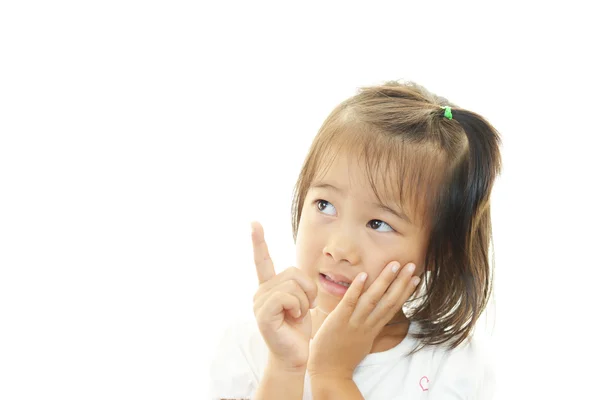 Küçük Asyalı kız huzursuz bakış — Stok fotoğraf
