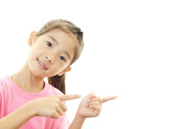 işaret mutlu Asyalı kız.