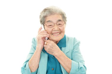 Mobile phone and old woman clipart