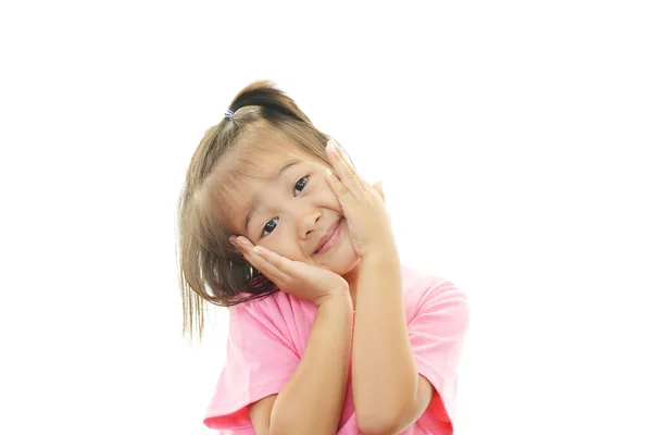 她脸上的快乐的亚洲女孩微笑 — 图库照片