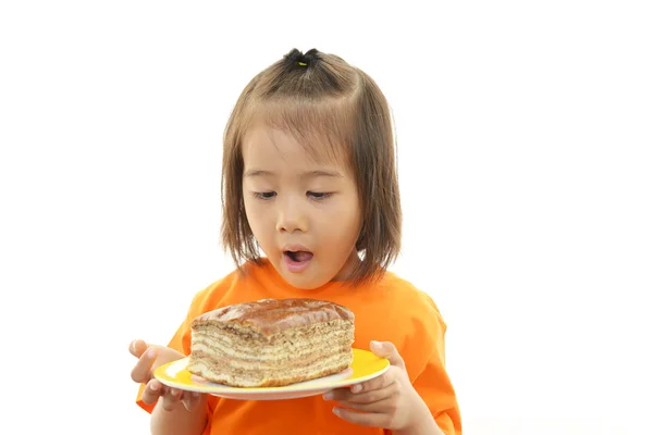 Klein meisje houden een brood — Stockfoto