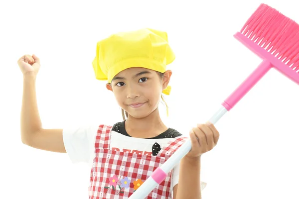 Girl with a cleaning — Stock Photo, Image