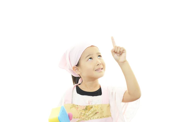 Little girl with a cleaning — Stock Photo, Image