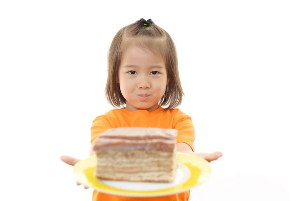 Little girl holding a bread — Stock Photo, Image