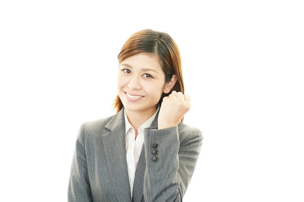 The female office worker who poses happily — Stock Photo, Image