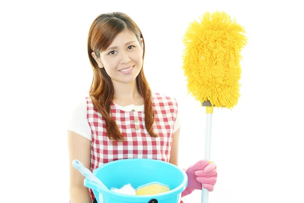 Kvinna med en rengöring — Stockfoto