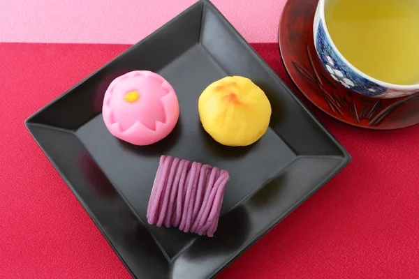 Japon tatlı ve çay — Stok fotoğraf