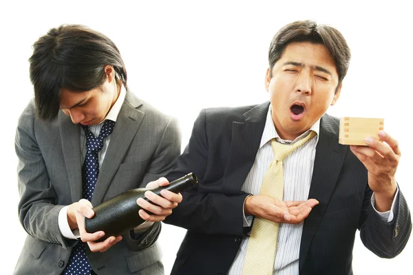 Drunk businessman man with Sake — Stock Photo, Image