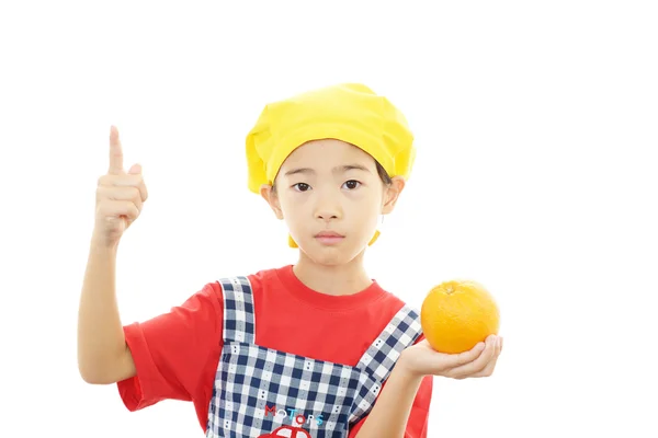 Smile girl in apron — Stock Photo, Image