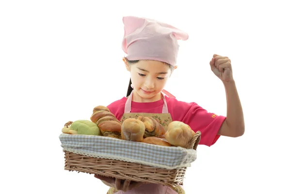 Girl with bread — Stock Photo, Image