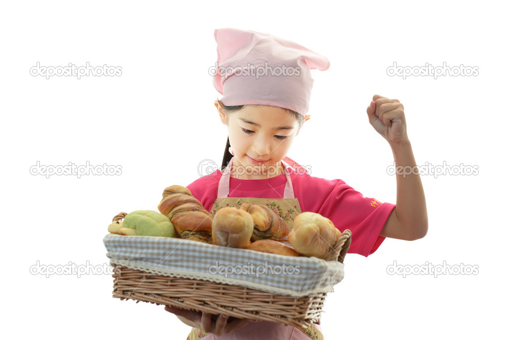 Girl with bread Stock Photo by ©sunabesyou 40779207