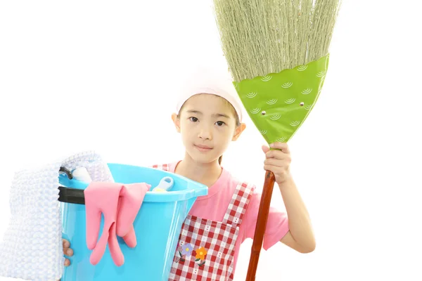 Lány a takarítás — Stock Fotó