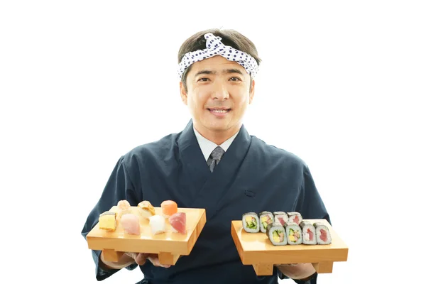 Portret van een sushi chef-kok — Stockfoto