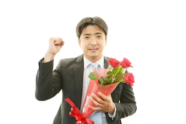 Man with flower — Stock Photo, Image