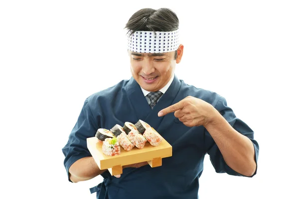 Portrait of a sushi chef — Stock Photo, Image