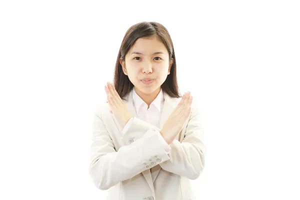 Mujer de negocios con marca cruzada — Foto de Stock