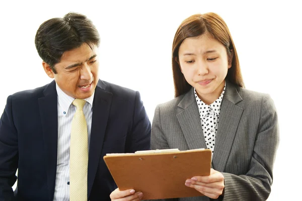 Stressed businessman and businesswoman — Stock Photo, Image