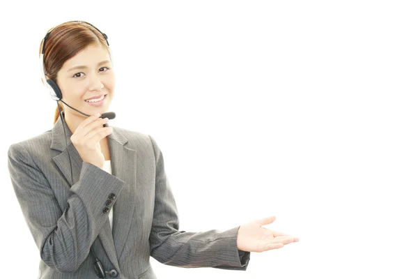 The female office worker who poses happily — Stock Photo, Image